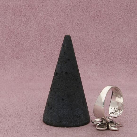 sterling silver heart flower adjustable ring size 6.5 - Picture 3 of 3